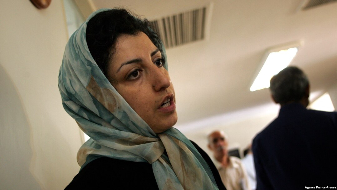 FILE - Iranian opposition rights activist Narges Mohammadi is seen at the Defenders of Human Rights Center in Tehran, Iran, June 25, 2007.