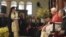 Pope Benedict XVI (2nd R) listens as Gregorios III, Patriarch of the Church of Antioch, speaks at the St. Paul Basilica in Harissa near Beirut, September 14, 2012. 