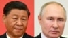 FILE - This combination of pictures shows China's President Xi Jinping and Russian President Vladimir Putin. Xi and Putin "held a video meeting at Beijing's Great Hall of the People on Jan. 21, 2025," state broadcaster CCTV said.