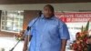 Progressive Teachers Union of Zimbabwe secretary general Raymond Majongwe addressing members of his union. (Photo" PTUZ)