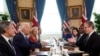 British Prime Minister Keir Starmer, right, and Foreign Secretary David Lammy, second right, meet with U.S. President Joe Biden, center left, at the White House in Washington, Sept. 13, 2024. 