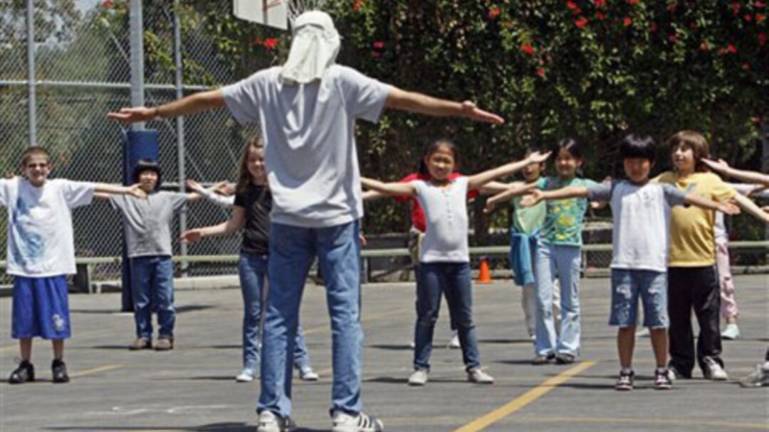 Children exercise at Wonderland Avenue Elementary School in the Hollywood Hills area of Los Angeles in 2010
