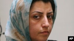 Aktivis HAM asal Iran, Narges Mohammadi, menghadiri pertemuan yang membahas soal hak perempuan di Teheran, Iran, pada 27 Agustus 2007. (Foto: AP/Vahid Salemi)