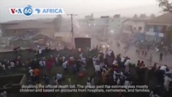 VOA60 Africa - Local non-profit puts death toll from Guinea soccer crowd crush to at least 135