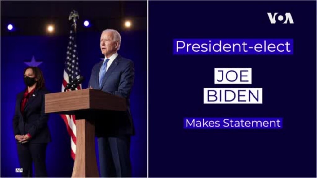 Projected Winner of US Presidential Election Joe Biden Makes Statement, Saturday, November 7, 2020