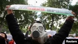 Protests against incinerators have taken place in China over the past few years. This 2009 protest was against a planned large garbage incinerator in Guangzhou, Guangdong.