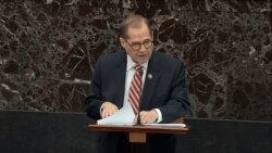 In this image from video, House impeachment manager Rep. Jerrold Nadler, D-N.Y., speaks during the impeachment trial against President Donald Trump in the Senate, Jan. 23, 2020.