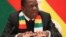 Zimbabwe's President Emmerson Mnangagwa speaks during a meeting with Belarus' President Alexander Lukashenko in Minsk, Belarus, Jan. 17, 2019. 