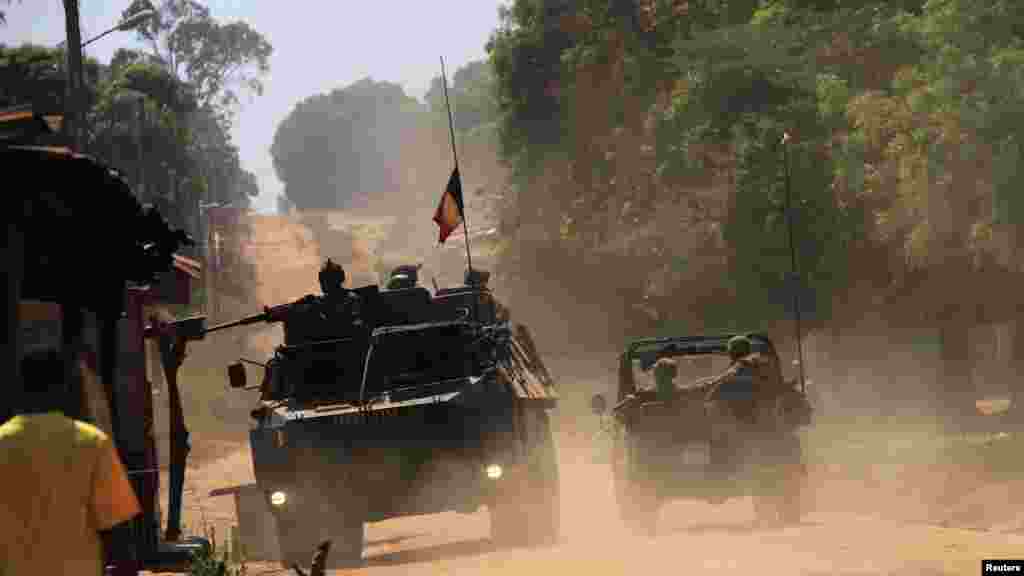 French soldiers patrol villages in Bossangoa, north of Bangui, Jan. 2, 2014.