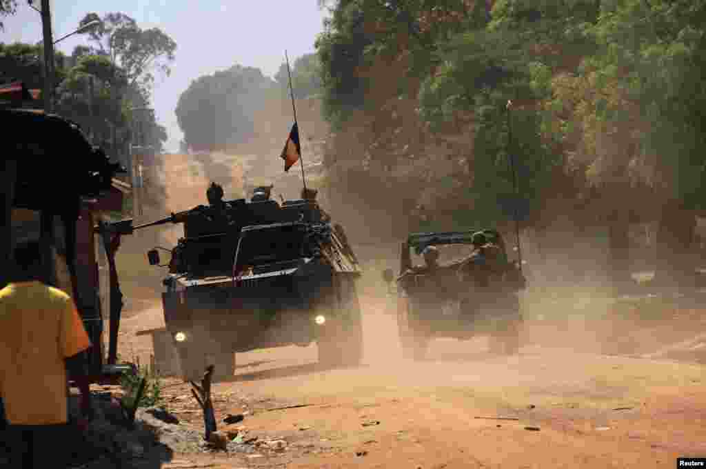 French soldiers patrol villages in Bossangoa, north of Bangui, Jan. 2, 2014.