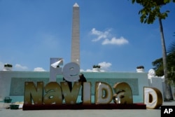 Directed by President Nicolas Maduro, Venezuelans set up Christmas decorations early this year. This decor was photographed in Caracas on Oct. 1, 2024.