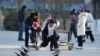 This photo taken on Jan. 16, 2025 shows a boy playing in a park in Fuyang, east China's Anhui province.