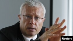 Alexander Lebedev, chairman of Russia's National Reserve Corporation, speaks during an interview with Reuters journalists in Moscow September 25, 2012.