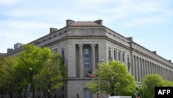 FILE - The Department of Justice in Washington, D.C., on April 16, 2019. The department announced on Feb. 7, 2024, that a Chinese-born U.S. researcher has been arrested on charges of stealing trade secrets involving defense technology.