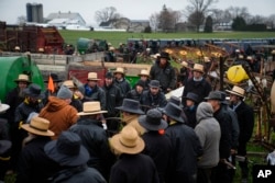 Berbagai kereta kuda bekas dan peralatan sehari-hari ikut dijual di mud sale suku Amish.