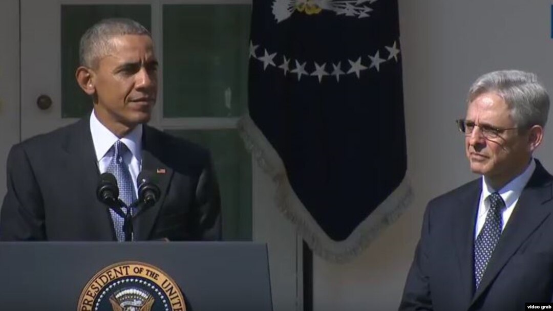 Prezident Obama Merrik Garlend nomzodini Oq uyda e'lon qilmoqda, Vashington, 16-mart, 2016-yil