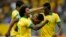 Brazil's Paulinho (2nd R) celebrates with his teammates after scoring a goal during their Confederations Cup Group A soccer match against Japan at Estadio Nacional in Brasilia, June 15, 2013.