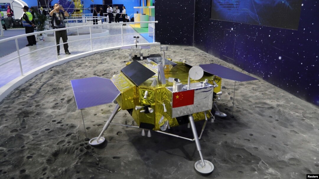 A model of the moon lander for China's Chang'e 4 lunar probe is displayed at the China International Aviation and Aerospace Exhibition, or Zhuhai Airshow, in Zhuhai, Guangdong province, China November 6, 2018.