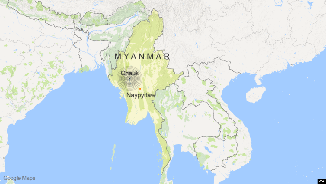Pusat gempa di dekat Chauk, Myanmar (Foto: dok).
