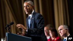 El presidente Obama durante el Desayuno Nacional de Oración en Washington.