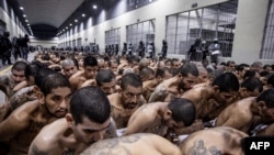 Para tahanan yang tergabung dalam geng MS-13 dan 18 dijebloskan ke penjara baru "Pusat Tahanan Teroris" (CECOT) di Tecoluca, El Salvador (foto: dok). Pemerintahan Trump secara resmi menetapkan delapan organisasi kejahatan Amerika Latin sebagai "organisasi teroris asing". 