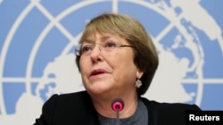 U.N. High Commissioner for Human Rights Michelle Bachelet attends a news conference at the United Nations in Geneva, Switzerland, Dec. 5, 2018.