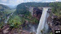 FILE - View of Kaieteur, the world's largest single drop waterfall, located in the Potaro-Siparuni region of Guyana, on April 12, 2023. (Photo by Martín SILVA / AFP)