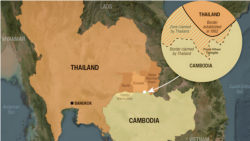 引起柬埔寨和泰国冲突的柏威夏寺的地理位置示意图