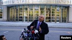 Joaquin "El Chapo" Guzman's defense attorney Eduardo Balarezo speaks to the media outside United States District Court for the Eastern District of New York in the Brooklyn borough of New York, New York, Oct. 30, 2018. 