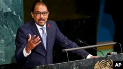 Direktur Eksekutif UNAIDS, Michel Sidibé berbicara dalam pertemuan tingkat tinggi untuk mengakhiri penyakit HIV/AIDS tahun 2030, Rabu (8/6).