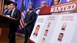 Acting US Attorney General Todd Blanche, alongside FBI Director Kash Patel, Drug Enforcement Administration Administrator Terrance C. "Terry" Cole and other officials, announces new actions against the Jalisco New Generation Cartel (CJNG). 