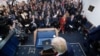 U.S. President Trump briefs reporters on midair collision near Ronald Reagan Washington National Airport, at the White House in Washington