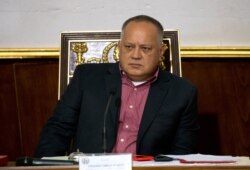 In this April 2, 2019 file photo, Diosdado Cabello, Venezuela's socialist party boss and president of the National Constituent Assembly attends a session in Caracas, Venezuela.