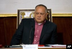 FILE - Diosdado Cabello, Venezuela's socialist party boss and president of the National Constituent Assembly attends a session in Caracas, Venezuela, April 2, 2019.