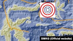 Lokasi gempa Manado. (Foto: BMKG, Screengrab)