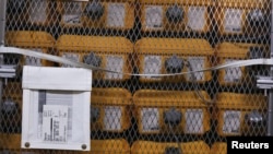 Ventilators lie at the New York City Emergency Management Warehouse before being shipped out for distribution due to concerns over the rapid spread of coronavirus disease (COVID-19) in the Brooklyn borough of New York City, March 24, 2020.