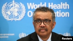 FILE PHOTO: Director-General of the WHO Tedros Adhanom Ghebreyesus, attends a news conference on the coronavirus (COVID-2019) in Geneva, Switzerland February 24, 2020. REUTERS/Denis Balibouse/File Photo