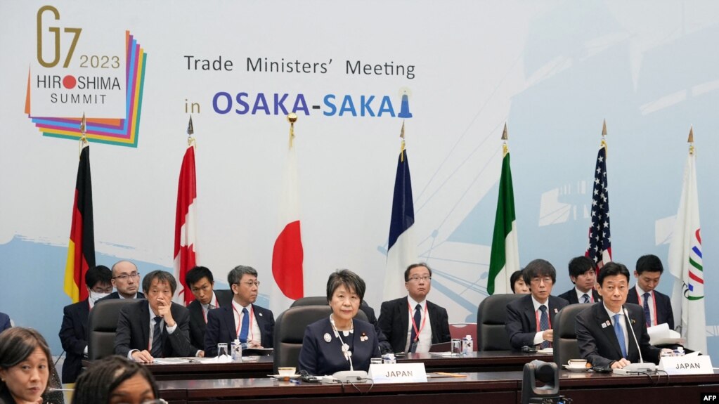 七国集团贸易部长2023年10月29日在日本大阪市召开会议。（法新社）(photo:VOA)