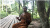 Khoeum Saray, a Buddhist monk who helps manage Monk's Community Forest, which is managed by Buddhist monks and villagers in Anlong Veng in Oddar Meanchey province in northwest Cambodia. May 29, 2019. (Thomson Reuters Foundation/Rina Chandran)