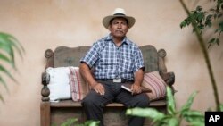 Maya Q'eqchi leader Rodrigo Tot poses for photos during an interview in Guatemala City, April 18, 2017.