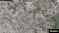 تصویر هوایی یک مجموعه وابسته به سپاه که دبستان مورد حمله در شمال آن واقع است.