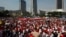 People take part in a rally against what they see as growing racial and religious intolerance in the world's largest Muslim-majority country, in Jakarta, Indonesia, Nov. 19, 2016. 