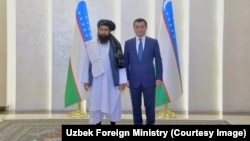 Taliban-appointed ambassador, Abdul Ghafar Bahr, left, presented his credentials to Uzbek Foreign Minister Bakhtiyor Saidov in Tashkent, Uzbekistan, Oct 9, 2024.(Courtesy Image: Uzbek Foreign Ministry)