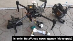 Islamic State's Amaq news agency posted video of what it said were captured drones of Iraqi forces.