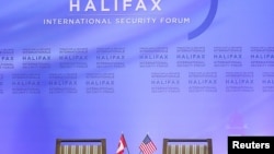 Logo Forum Halifax di Halifax, Nova Scotia, Kanada, 22 November 2013.(Foto: arsip)