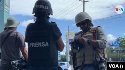 Un grupo de corresponsales cubren una protesta en Managua, Nicaragua, en 2018. Foto archivo VOA.