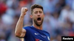 Gary Cahill de Chelsea en finale de la Coupe d'Angleterre contre Manchester United le 19 mai 2018.