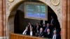 A display shows results during a vote by lawmakers on Sweden's accession into NATO, in Budapest, Hungary, Feb 26, 2024. 