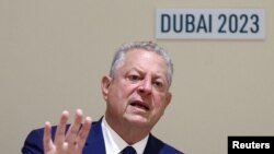 FILE - Former U.S. Vice President Al Gore speaks during an interview with Reuters at the United Nations Climate Change Conference (COP28), in Dubai, United Arab Emirates, December 3, 2023. 