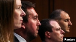 Facebook head of Global Policy Management Monika Bickert, Twitter Public Policy Director Nick Pickles, Google Director of Information Derek Slater and Anti-Defamation League Senior VP George Selim testify about social media platforms, Sept. 18, 2019. 